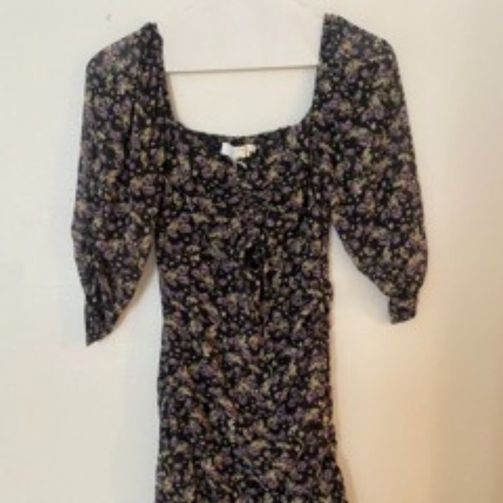 ASTR The Label Black Floral Asymmetric Hem Dress size small